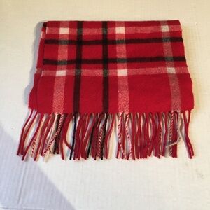 100% Cashmere Red Plaid Scarf